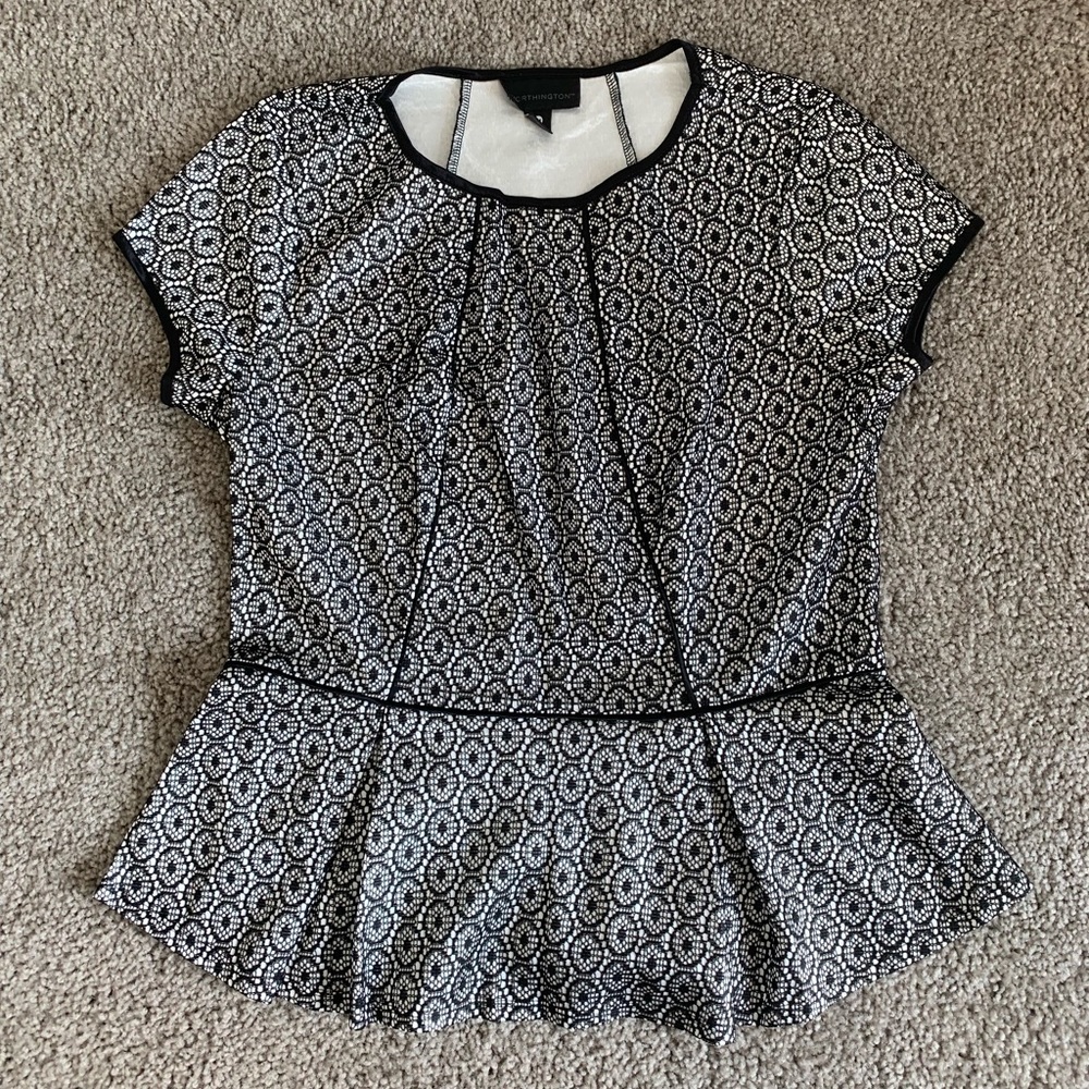 NWOT Worthington black and white lace blouse